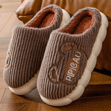 Cute Bear Home Slippers, Warm Thick Bottom Non-slip Couple House Shoes, Winter Floor Bedroom Flip-flops for Women or Men