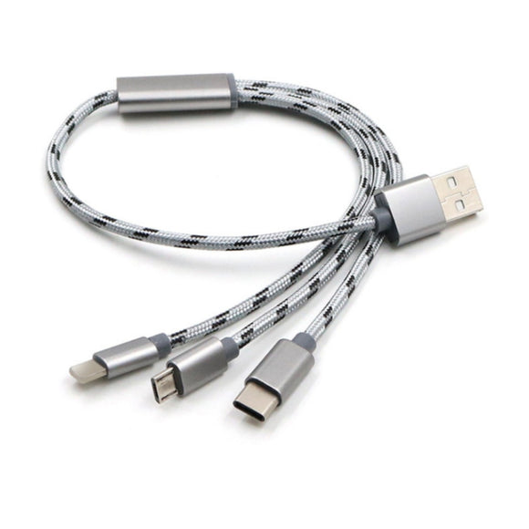 Three-in-one USB Data Cable, Short Type-C Mobile Phone Universal Charger