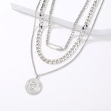 Punk Hip-hop Style Multi-layer Creative Pin Round Cuba Chain Necklace