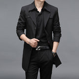 Spring and Autumn Men's Long Windbreaker, High Quality Button Fashion, Plus Size Jacket