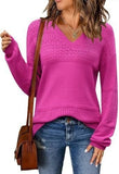 V-neck Hollow-out Pullover Knitted Rib Sweater