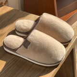 Winter Plush Slippers, Warm Solid House Shoes, Non-slip Bedroom Floor Home Slip-ons for Women and Men