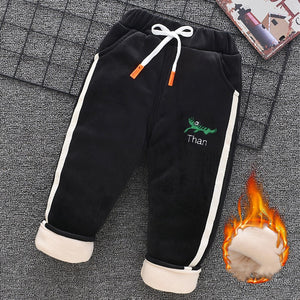 Baby boys girls three layer plus velvet winter thick cotton pants