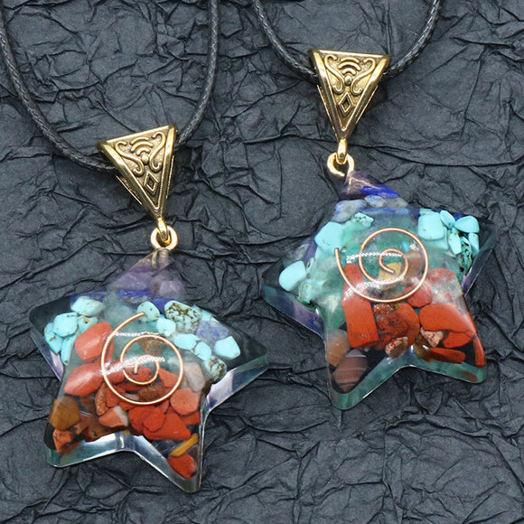 Retro Reiki Healing Energy Crystal Pendant of Natural Stone for Yoga Meditation, Spiritual 7 Chakra Jewelry Necklace Amulet