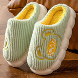 Cute Bear Home Slippers, Warm Thick Bottom Non-slip Couple House Shoes, Winter Floor Bedroom Flip-flops for Women or Men