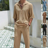 Commuter Suits, Summer Short-sleeved Top and Loose Straight Trousers, Casual Outfits Outdoor Men's Clothing