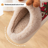 Cute Christmas Elk Plush Slippers, Winter INS Fashion Non-slip Floor Bedroom Home Slippers for Women, Fuzzy House Shoes