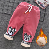 Baby boys girls three layer plus velvet winter thick cotton pants