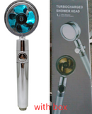 Shower Head Water Saving Flow 360 Degrees Rotating with Small Fan ABS Rain High Pressure Spray Nozzle