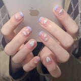 Fashionable Blue and Graffiti Pattern, Wearable Fake Nails