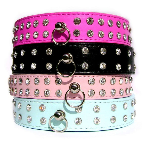 Double Row Crystal Rhinestone Dog Collars