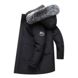 Fox Fur Collar Men's Coat, Hooded Men's Clothing, Mid-length Down Jacket, Warm Cold-resistant Coat