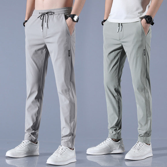 Summer Ice Silk Men's Stretch, Breathable Straight Sports Trousers