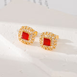 Multiple Colors Zircon-encrusted Stud Earrings