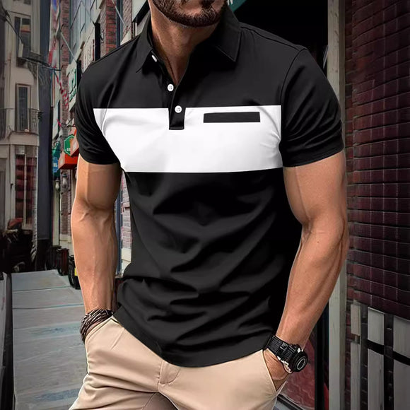 Men's Short Sleeve Polo Shirt, Casual Male T-shirt