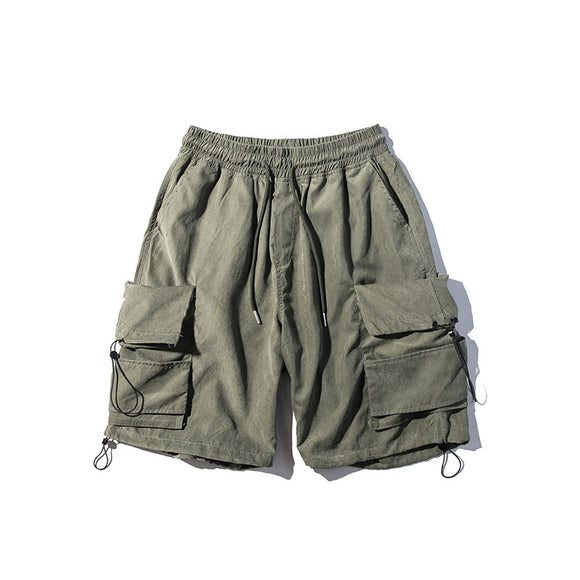 Japanese Style Solid Color, Loose Design Cargo Shorts