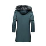 Fox Fur Collar Men's Coat, Hooded Men's Clothing, Mid-length Down Jacket, Warm Cold-resistant Coat