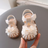 Girls' Small Flower Toe Box Soft Bottom Sandals