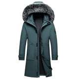 Fox Fur Collar Men's Coat, Hooded Men's Clothing, Mid-length Down Jacket, Warm Cold-resistant Coat