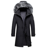 Fox Fur Collar Men's Coat, Hooded Men's Clothing, Mid-length Down Jacket, Warm Cold-resistant Coat