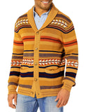 Contrasting Color, Jacquard Knitted Cardigan Coat for Men