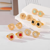 Multiple Colors Zircon-encrusted Stud Earrings