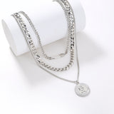 Punk Hip-hop Style Multi-layer Creative Pin Round Cuba Chain Necklace