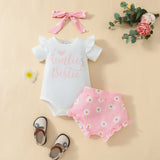 Summer Girls' Letter Printing, Onesie Small Chrysanthemum Printing, Children's Suit