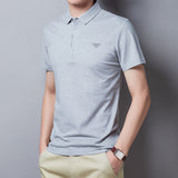 Fashion Casual Solid Color Lapel Half Sleeve Tee for Men