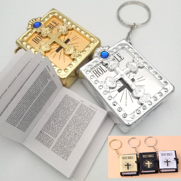 Mini Holy Bible Keychain, Religious Christian Jesus Cross Key Chain, Women's Prayers God Bless Gift Souvenirs Keyring