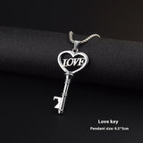 Stainless Steel Necklaces, Sweet Heart Key Pendants Choker Chain, Korean Fashion Jewelry for Women