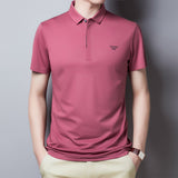 Fashion Casual Solid Color Lapel Half Sleeve Tee for Men