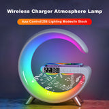 New Intelligent G Shaped LED Lamp, Bluetooth Speaker Wireless Charger Atmospheric Lamp - Control by App, Best for Bedroom Home Decor