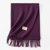 Pure Color Artificial Cashmere Scarf, Women's Winter High-grade Shawl