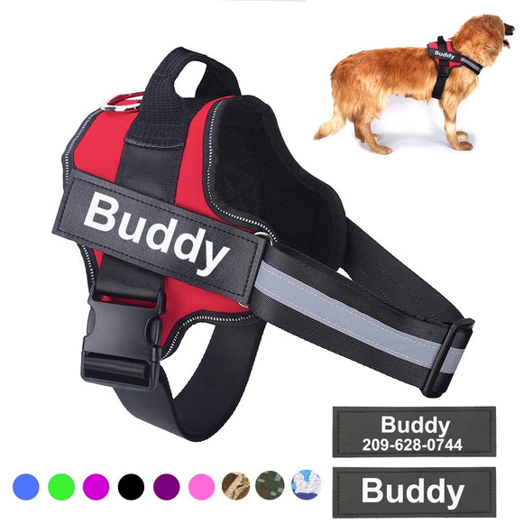 Personalized Dog Harness, No Pull Reflective Breathable Adjustable Pet Harness Vest for Small and Large Dogs, Custom Patch Pet Supplies