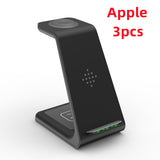 3 in 1 Fast Charging Station Wireless Charger Stand, Wireless Quick Charge Dock Phone Holder