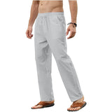 Men's Solid Color Cotton and Linen Trousers, Slim Casual Pants