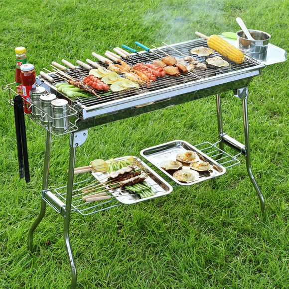 Foldable BBQ Grill, Outdoor Stainless Steel Barbecue Tool