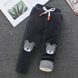 Baby boys girls three layer plus velvet winter thick cotton pants