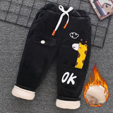 Baby boys girls three layer plus velvet winter thick cotton pants