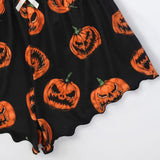 Halloween Pumpkin Print Sleeveless Sling Top Shorts, Home Wear Pajamas