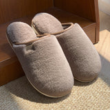 Winter Plush Slippers, Warm Solid House Shoes, Non-slip Bedroom Floor Home Slip-ons for Women and Men