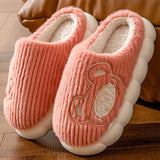 Cute Bear Home Slippers, Warm Thick Bottom Non-slip Couple House Shoes, Winter Floor Bedroom Flip-flops for Women or Men