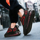 Casual Air Cushion Black Shoes, Men's Outdoor Breathable  Lace-up Running Sports Sneakers