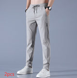 Summer Ice Silk Men's Stretch, Breathable Straight Sports Trousers