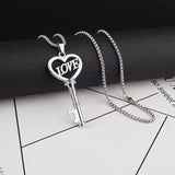 Stainless Steel Necklaces, Sweet Heart Key Pendants Choker Chain, Korean Fashion Jewelry for Women