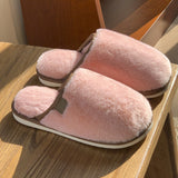 Winter Plush Slippers, Warm Solid House Shoes, Non-slip Bedroom Floor Home Slip-ons for Women and Men