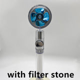 Shower Head Water Saving Flow 360 Degrees Rotating with Small Fan ABS Rain High Pressure Spray Nozzle