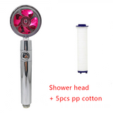 Shower Head Water Saving Flow 360 Degrees Rotating with Small Fan ABS Rain High Pressure Spray Nozzle