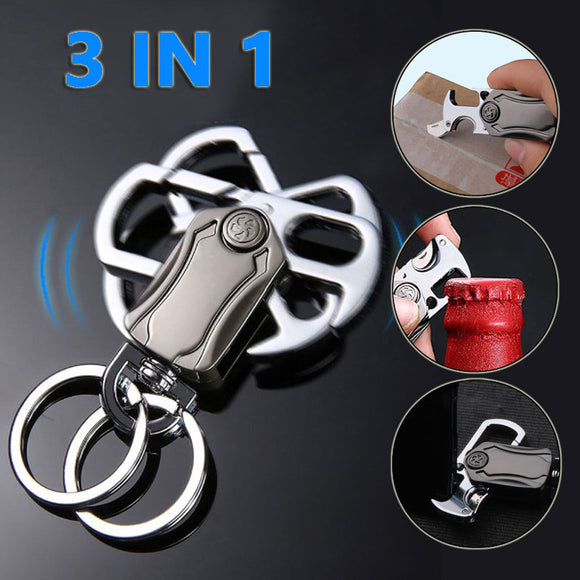 3-in-1 Fidget Spinner Keychain with Pocket Knife, Pendant Beer Bottle Opener